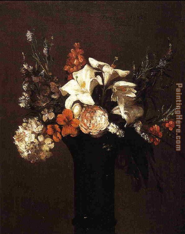 Flowers I painting - Henri Fantin-Latour Flowers I art painting